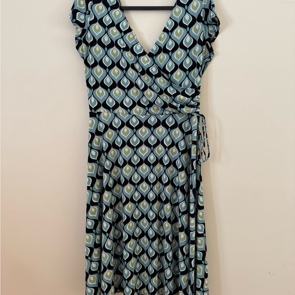 dressbarn Geometric Wrap Dress Size 12